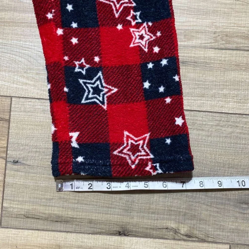 Faded Glory Girls Buffalo Plaid With Stars‎ Fleece Pajama Pants Size M 7-8